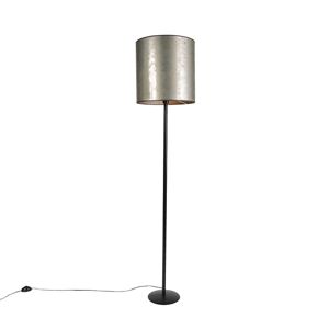 Čierna stojaca lampa so starým tupým odtieňom 40 cm - Simplo