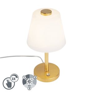 Dizajnová stolná lampa zlatá stmievateľná vrátane LED - Regno