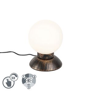Dizajnová stolová lampa, hnedá, stmievateľná vrátane LED - Majestic