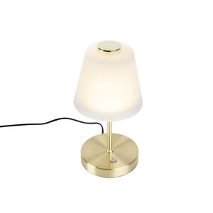 Dizajnová stolná lampa zlatá stmievateľná vrátane LED - Regina