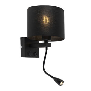 Moderná nástenná lampa čierna s čiernym tienidlom - Brescia