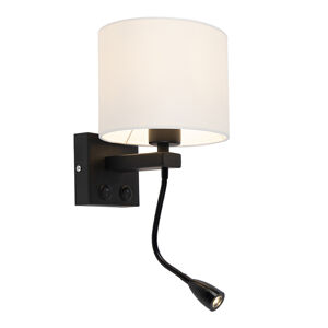 Moderná nástenná lampa čierna s bielym tienidlom - Brescia