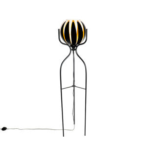 Dizajnová stojaca lampa čierna so zlatom - Melone