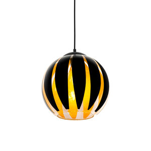 Moderná závesná lampa čierna so zlatom - Melone