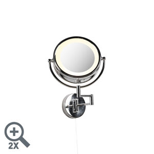 Okrúhle lícové nástenné zrkadlo chrómová oceľová šnúrka, vypínač x2 - Vicino
