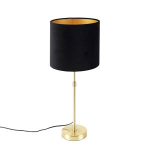 Stolná lampa zlatá/mosadzná s čiernym zamatovým tienidlom 25 cm - Parte