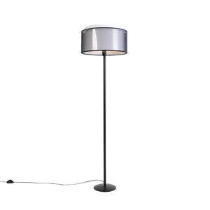 Čierna stojaca lampa s duálnym tienidlom čierna / biela 47 cm - Simplo