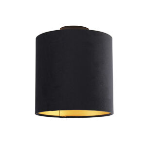 Stropné svietidlo s čiernym a zlatým zamatovým tienidlom 25 cm - Combi Black