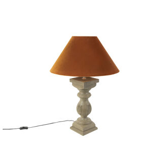 Vidiecka stolná lampa s velúrovým tienidlom tekvicové korenie 50 cm - Yzop