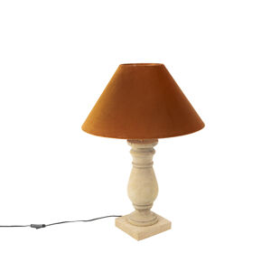 Vidiecka stolná lampa s velúrovým tienidlom tekvicové korenie 50 cm - Catnip