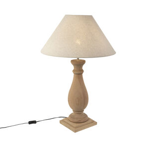Rustikálna stolná lampa s béžovým ľanovým tienidlom 55 cm - Burdock