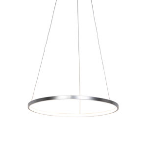 Moderné kruhové závesné svietidlo strieborné 60 cm vrátane LED - Anella