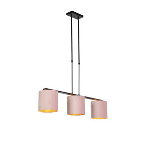 Závesná lampa s velúrovými odtieňmi ružová so zlatou 20cm - Combi 3 Deluxe