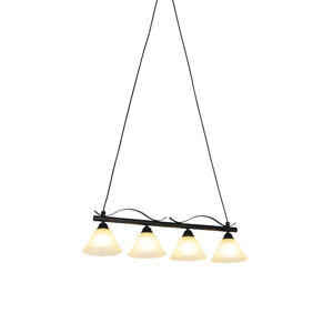 Klasická závesná lampa hnedá s béžovým sklom 4-svetlá - Pirata