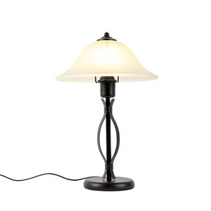 Klasická stolová lampa hnedá s béžovým sklom - Pirata
