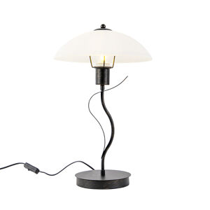 Klasická stolová lampa hnedá s opálovým sklom - Unik