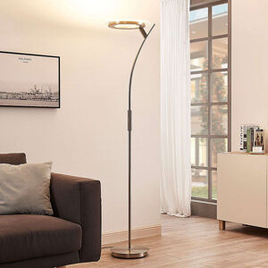 Moderná hliníková podlahová lampa vrátane LED a stmievača - Darion