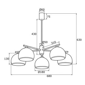 EULUNA Závesná lampa Mina, 5-plameňová, matný chróm