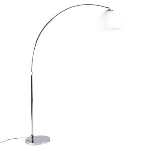 Moderná oblúková lampa chróm s bielym tienidlom - Arc Basic