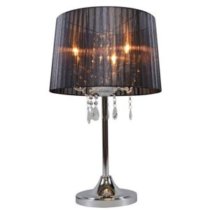 Klasická stolová lampa chróm s čiernym tienidlom - Ann-Kathrin 3