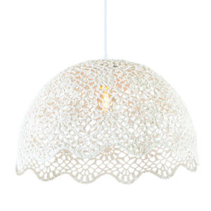 Závesná lampa Háčkovaná 2 biela