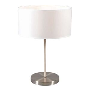 Oceľová stolová lampa Lugar s krémovo bielym tienidlom