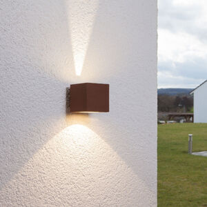 Lucande LED vonkajšie nástenné svietidlo Jarno, hrdza, kov, 9cm